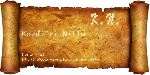 Kozári Nilla névjegykártya